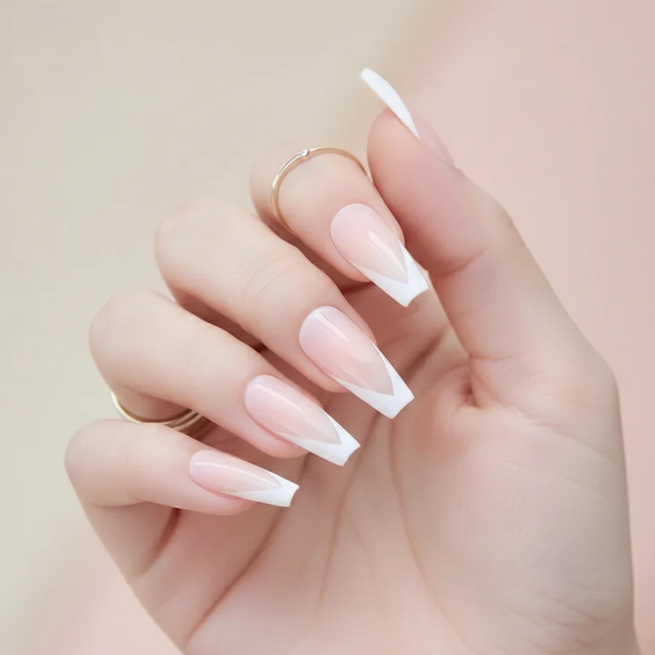 Faux Ongles French Manucure Ballerine Longs