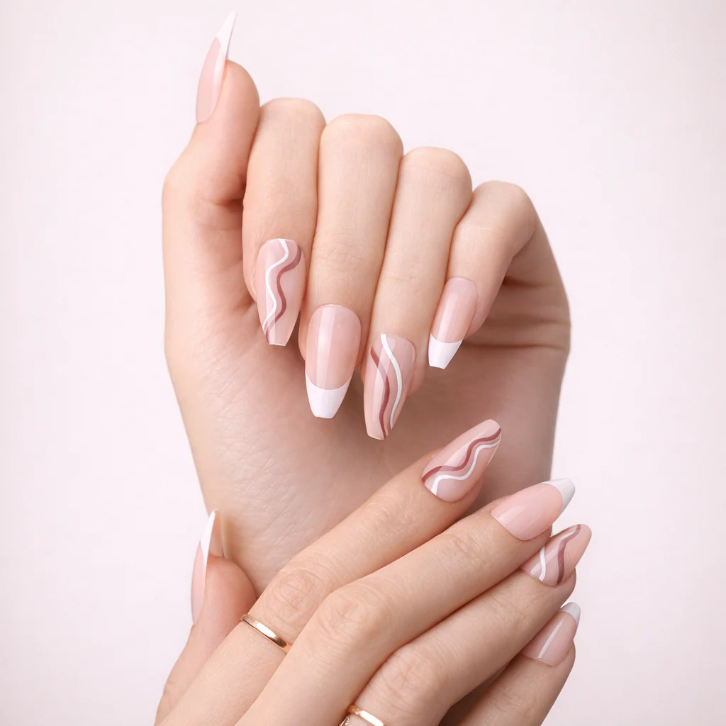 Faux Ongles French Nude Mi-Longs