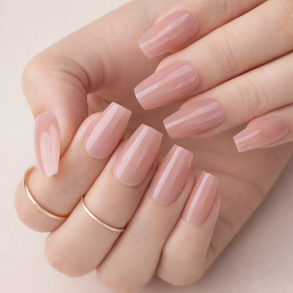 Faux Ongles Naturel Carré Mi-Longs