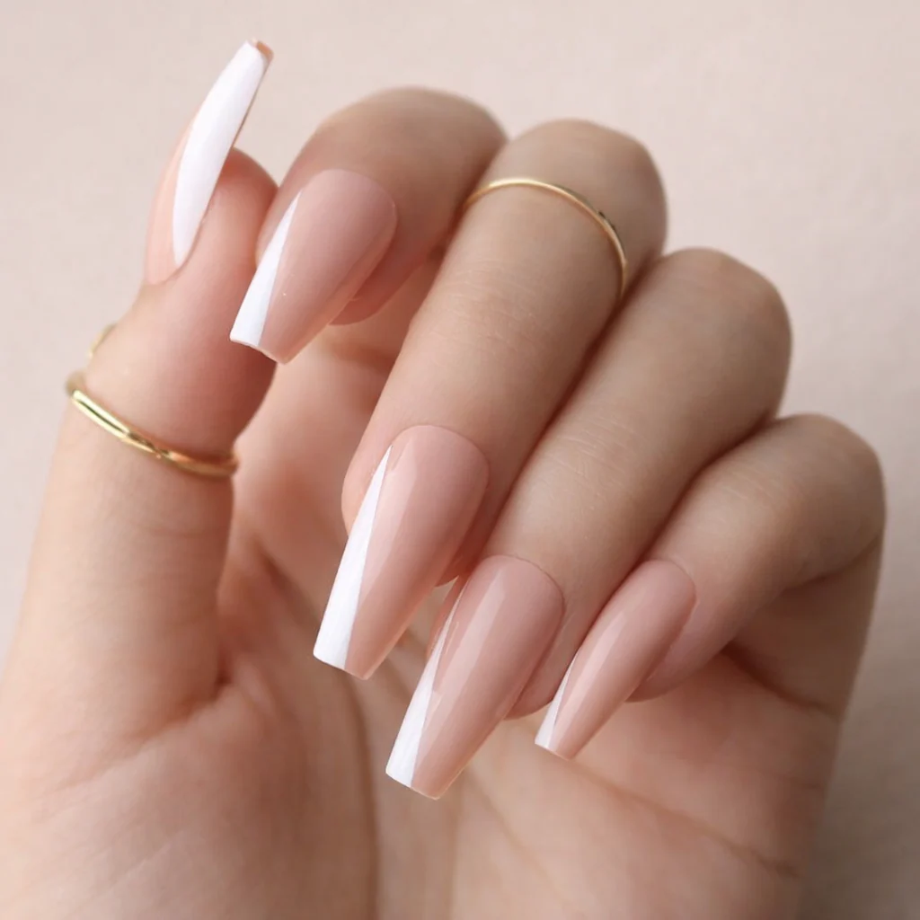 Faux Ongles French Roses Ballerine Longs