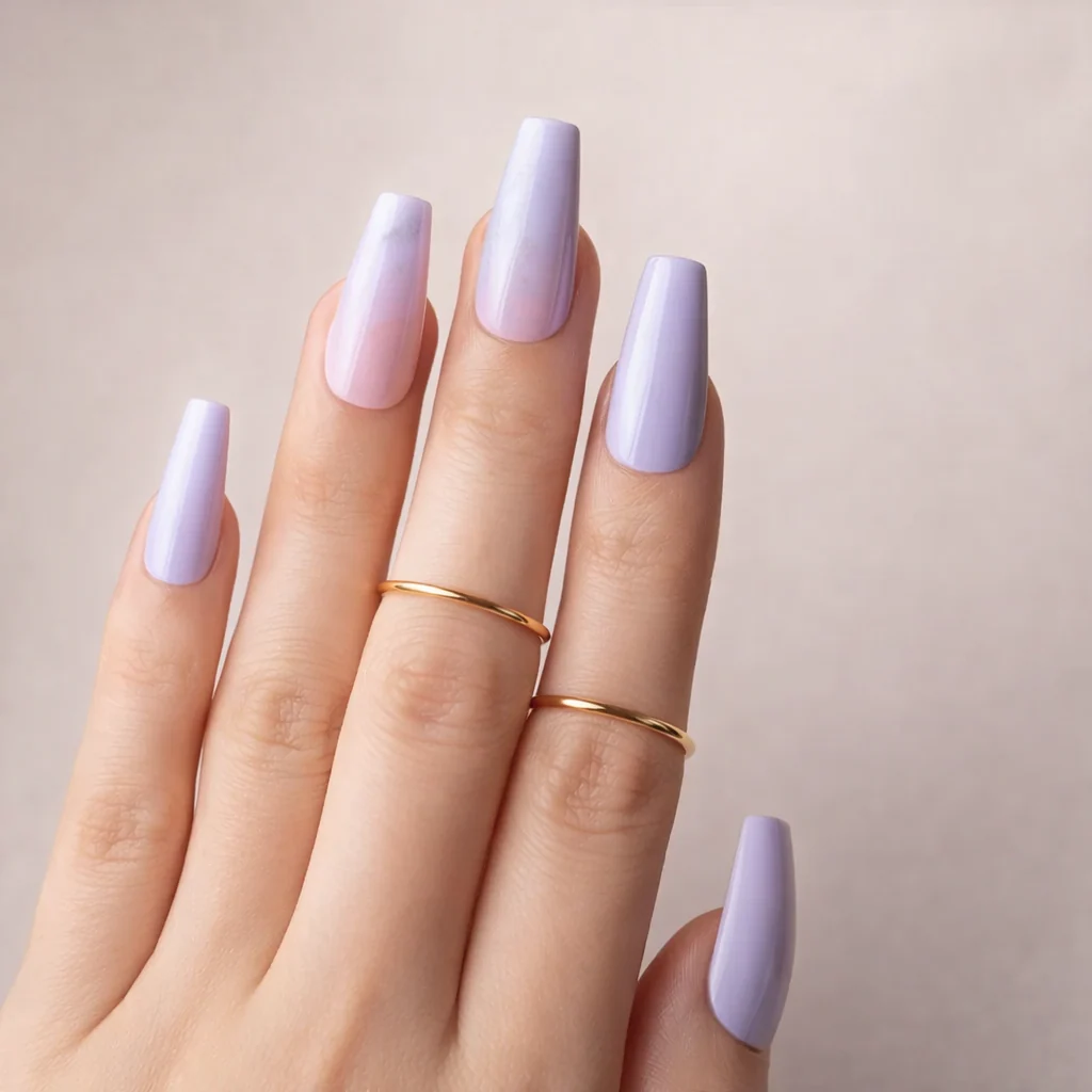 Faux Ongles Violet Pastel Ballerine Longs