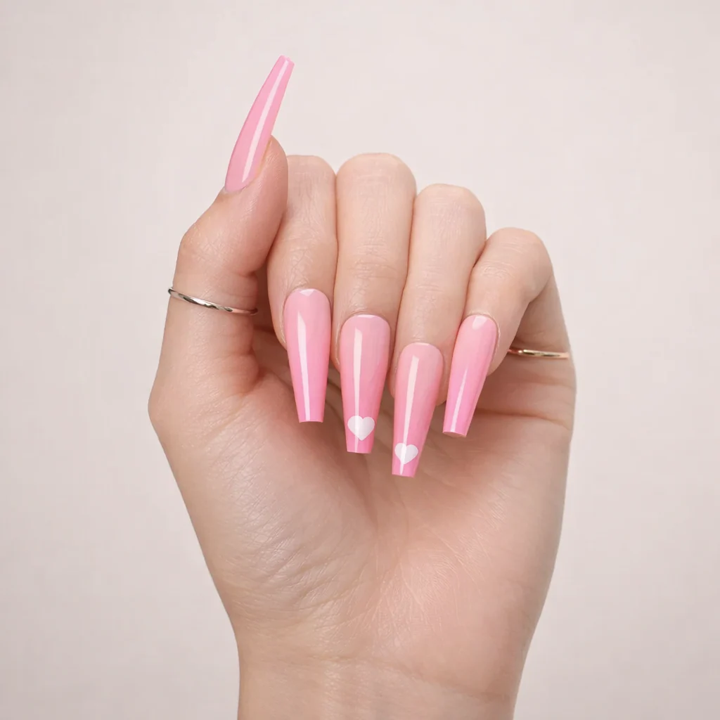 Faux Ongles Roses Dégradés Ballerine Longs