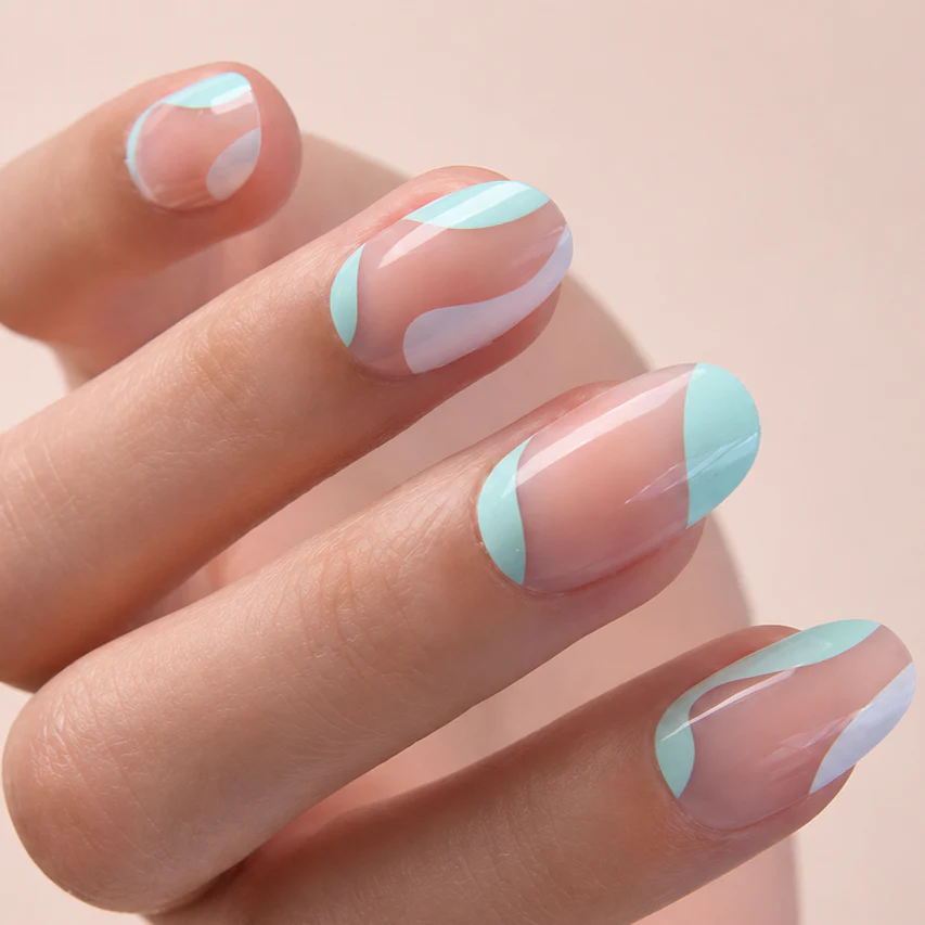Faux Ongles Pastel Vert Ronds Courts